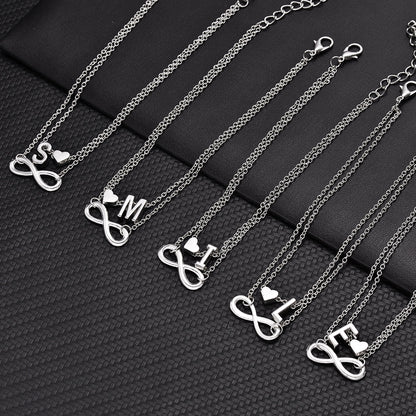 Trendy Double Layer Letter & Heart Beach Anklet
