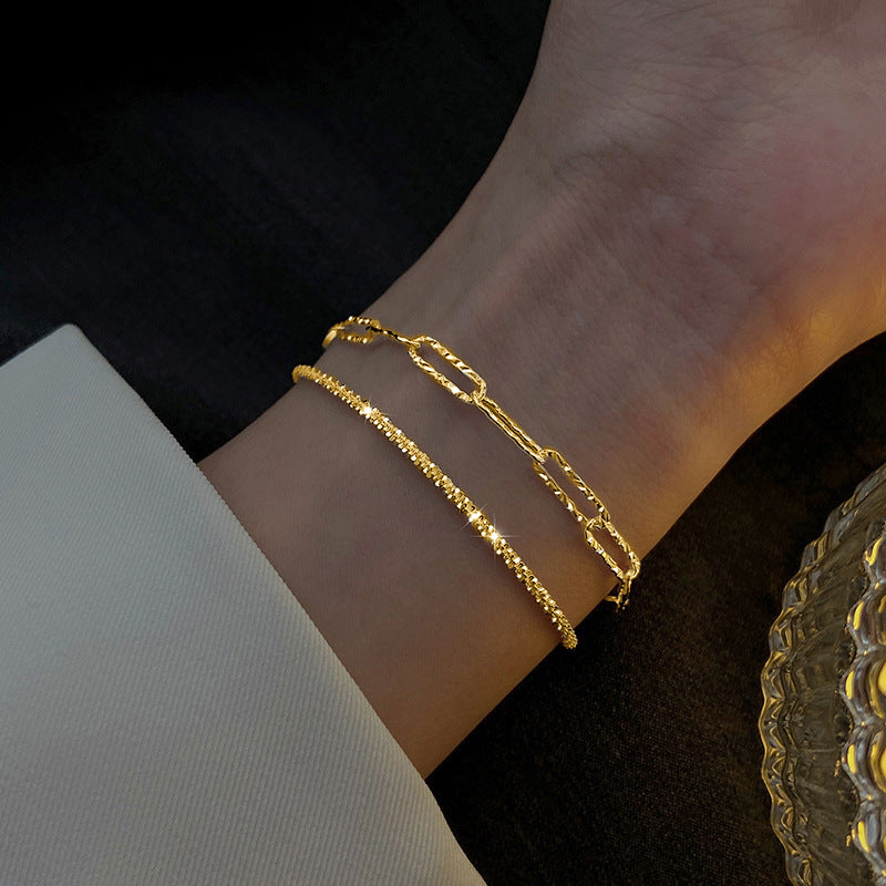 Gold and Silver Rhinestone Women's Bracelet Jewelry
