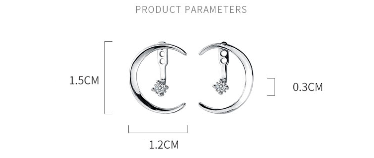 S925 Silver Earrings with Crescent Moon and Star Design