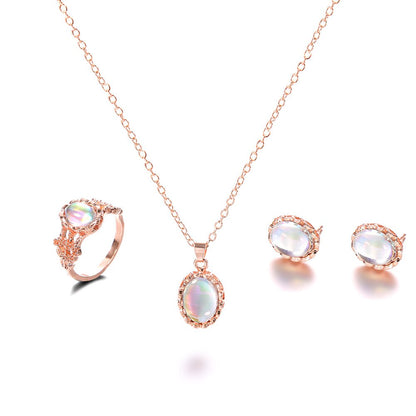 Bohemian Style Jewelry Set: Ring, Necklace & Earrings