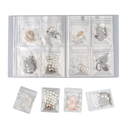 DesignSter Jewelry Storage Book Earring Organizer Book Jewelry Storage Bag Thicken Anti-Oxidation Jewelry Travel Organizer (160Grids+100pcs Ziplock Bags)