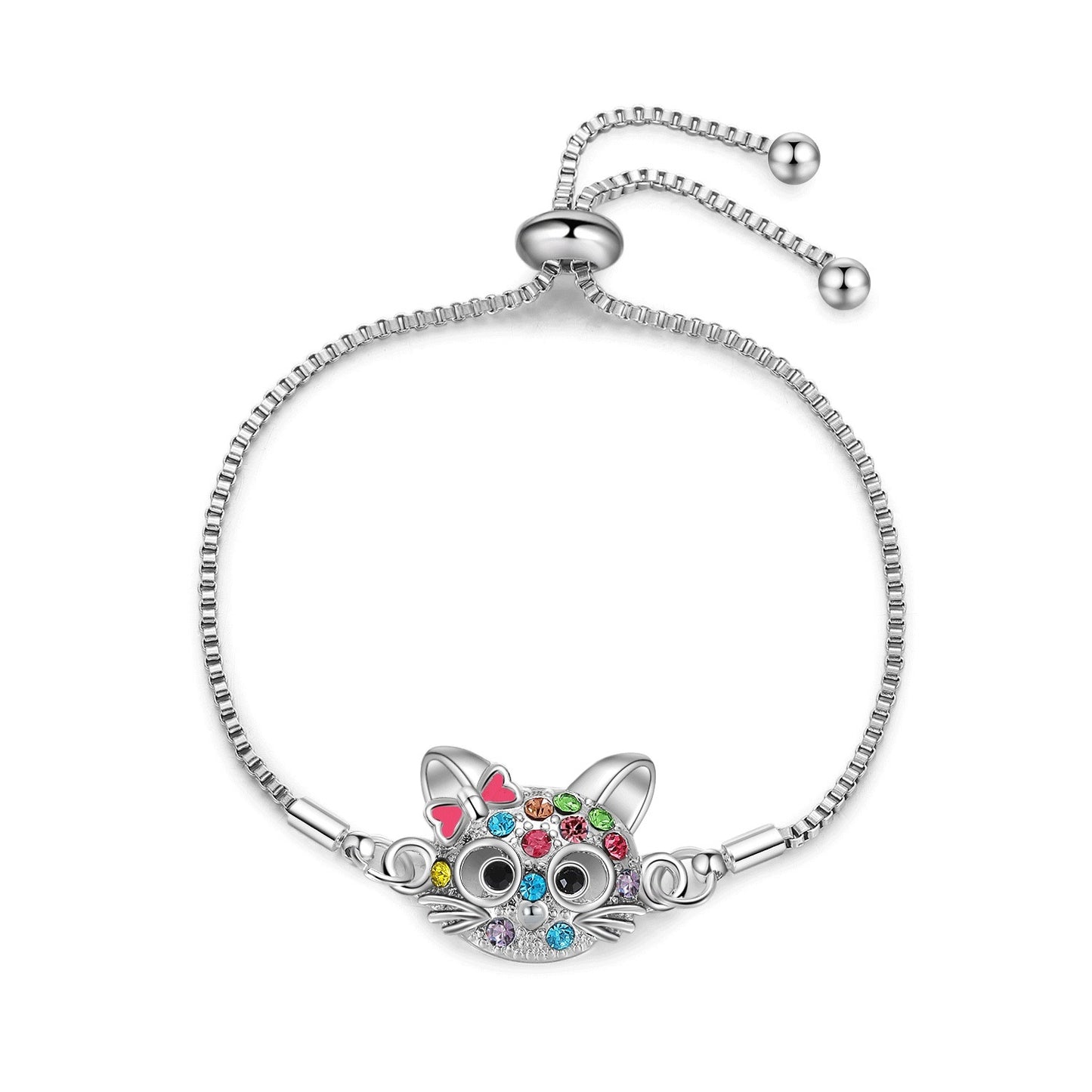 Cat-Themed Jewelry Set: Ring, Earrings, Necklace, Bracelet