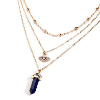 Fashionable Multi-Layer Necklace with Diamond Pendant