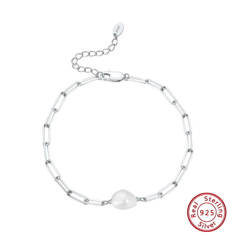 S925 Sterling Silver Natural Freshwater Pearl Bracelet