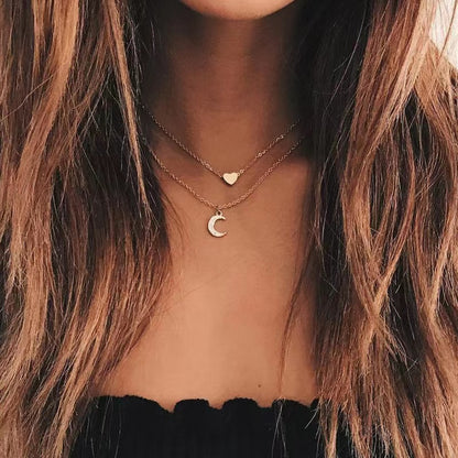 Alloy Multi-Layer Necklace with Star and Moon Pendant