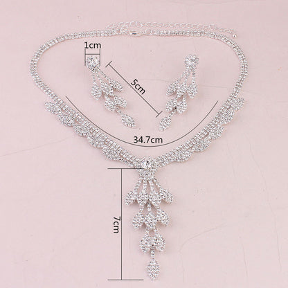 Bride Jewelry Set: Rhinestone Necklace & Earrings