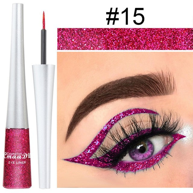 16 Colors Waterproof Glitter Eyeliner for Halloween Makeup