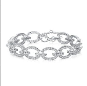 WOLFF S925 Silver Bracelet with Zirconia Pig Nose Design