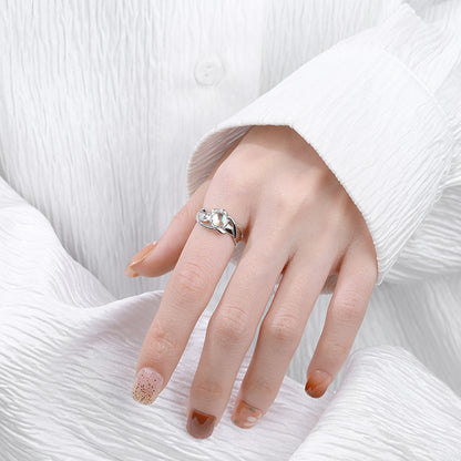 Simple Sterling Silver Irregular Blue Moonstone Ring