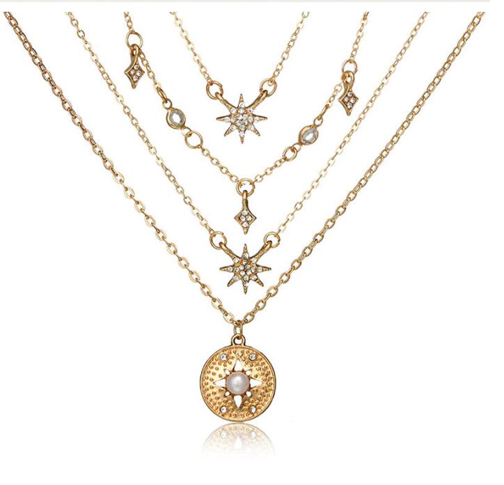 Fashionable Multi-Layer Star Pendant Necklace