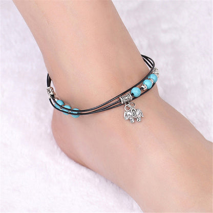 Silver Star Beads Double-Deck Anklet for Women