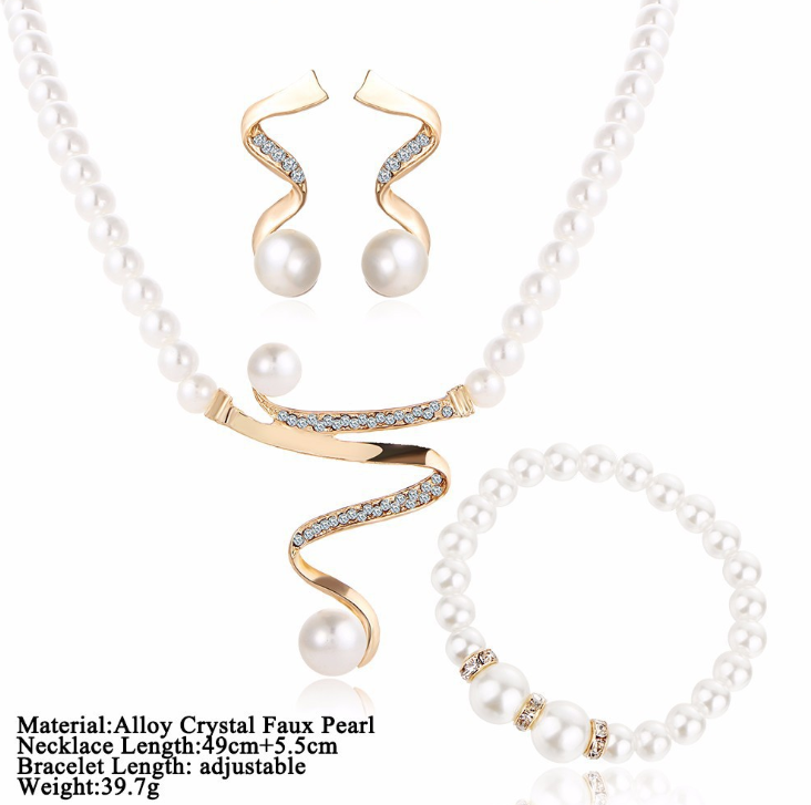 Pearl Necklace and Earring Bridal Jewelry Set