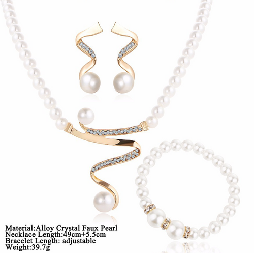 Pearl Necklace and Earring Bridal Jewelry Set