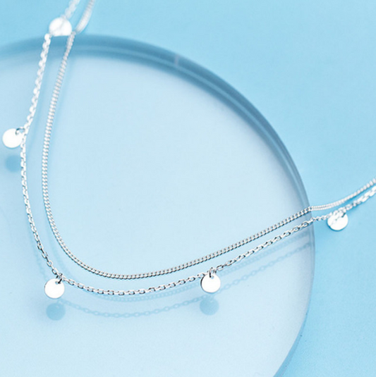 Double Layer Disc Pendant Necklace