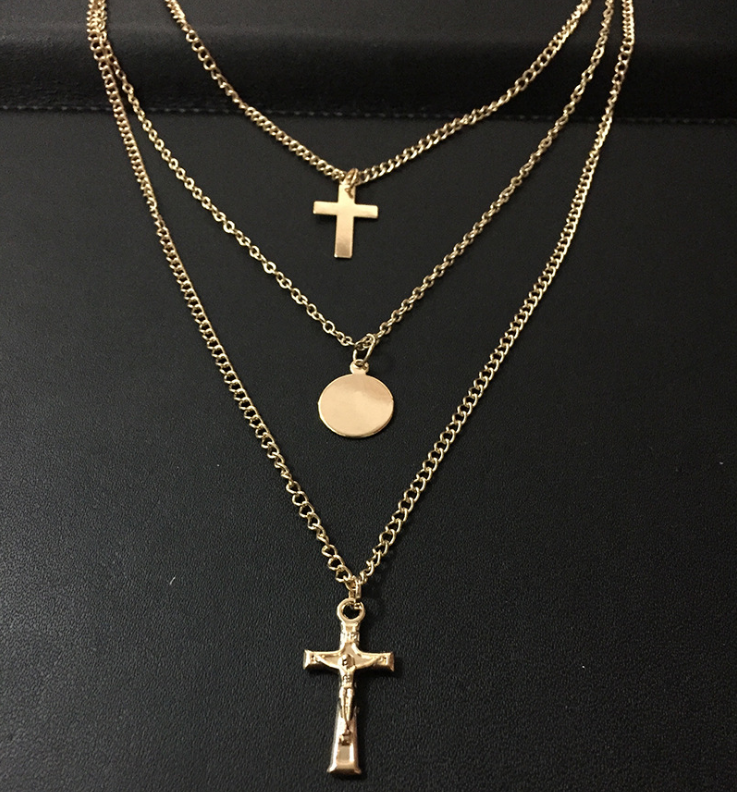 Layered Cross Pendant Necklace
