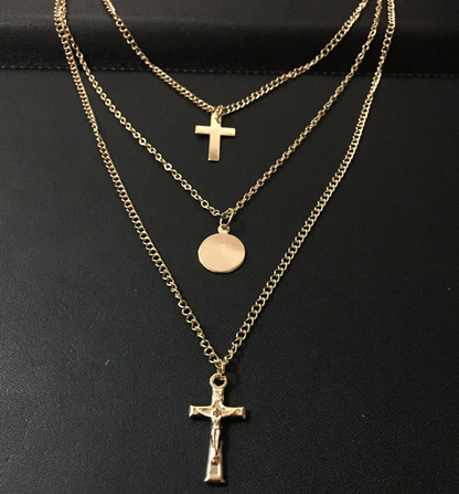 Layered Cross Pendant Necklace