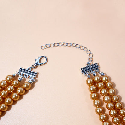 Fashionable Double Layer Pearl Necklace for Sweaters
