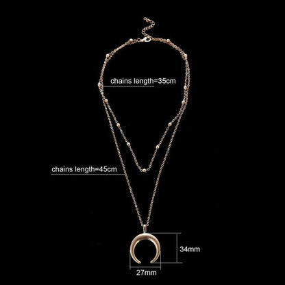 Double Angle Necklace - Women's Crescent Collar Necklace