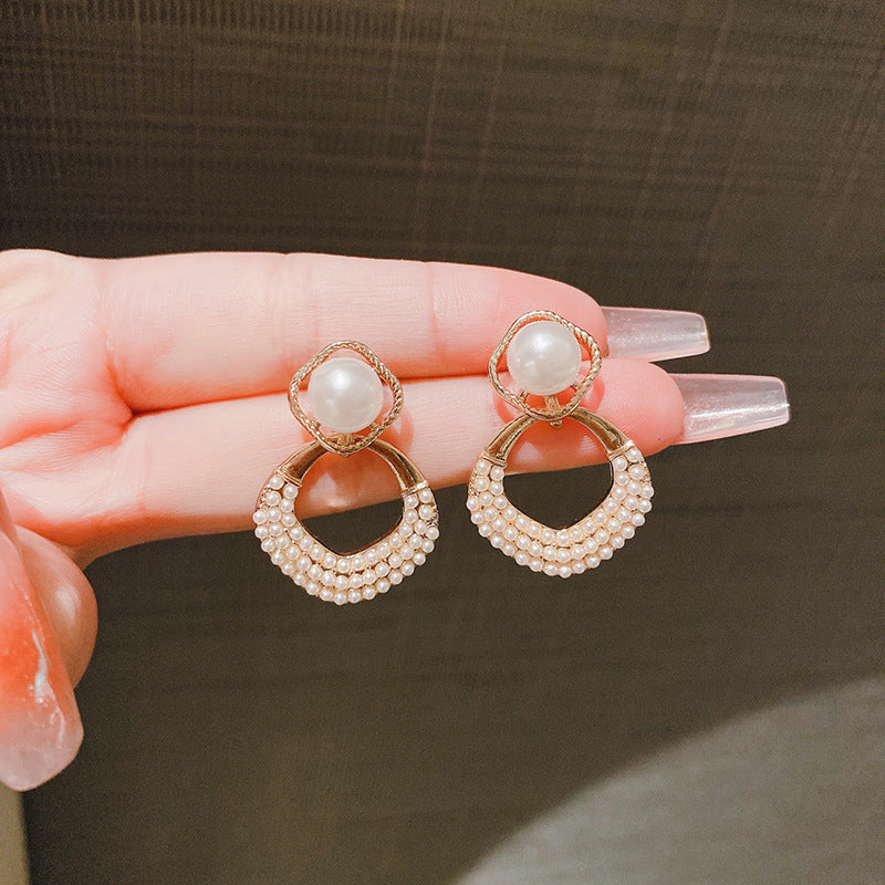 S925 Silver Needle Pearl Earrings - Vintage Korean Style