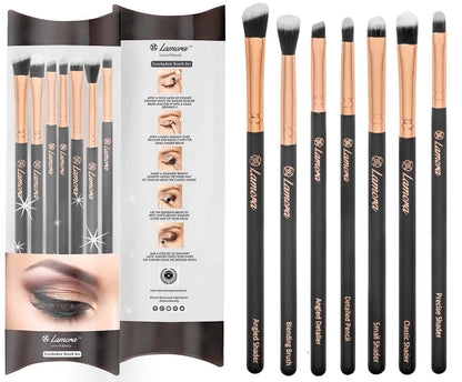 Eye Makeup Brushes Eyeshadow Brush Set - 7pcs Soft Synthetic Eyeshadow Blending Brush Kit - For Blending Eyeshadow Eyeliner Crease Eyebrow - Long Lasting Apply Better Flawless Look Makeup