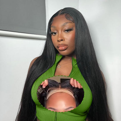 lvmazon Wear and Go Glueless Wigs Human Hair Pre Cut Straight Lace Closure Wigs Human Hair 200 Density HD Lace Front Wigs 6x5 Ready to Wear Glueless Wigs Human Hair Pre Plucked Pre Bleached 24 Inch