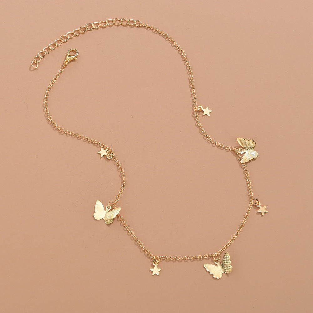 C207 Star Sequin Butterfly Necklace - Romantic Style