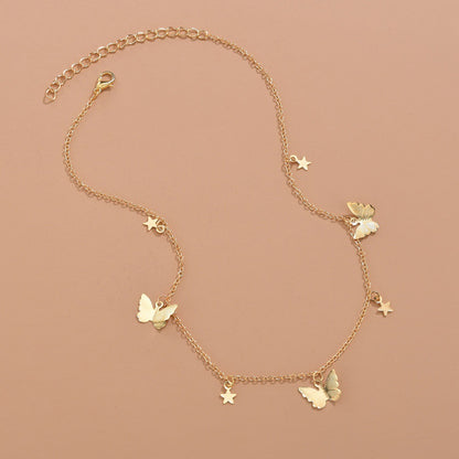 C207 Star Sequin Butterfly Necklace - Romantic Style