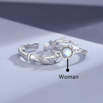 Sterling Silver Moonstone Peplum Ring for Men & Women