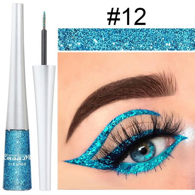 16 Colors Waterproof Glitter Eyeliner for Halloween Makeup