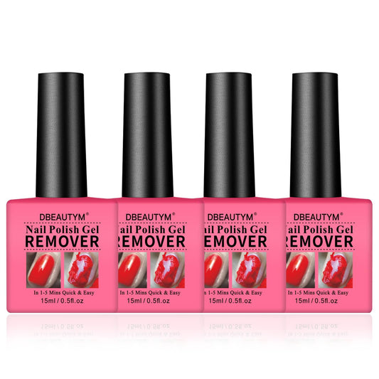 4 Pack Gel Nail Polish RemoverGel Polish Remover For Nails In 1-5 Mins - Quick & Easy Gel Polish Remover Gift Set- Dont Hurt Nails Professional Non-Irritating Nail Polish Gel Remover - 0.5 Fl Oz
