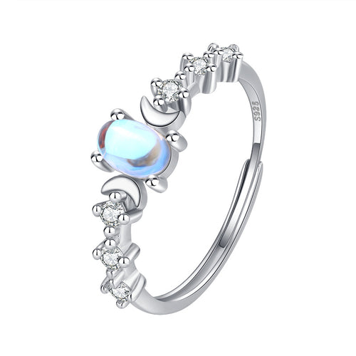 S925 Sterling Silver Elegant Moonstone Ring for Women