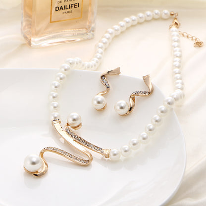 Pearl Necklace and Earring Bridal Jewelry Set