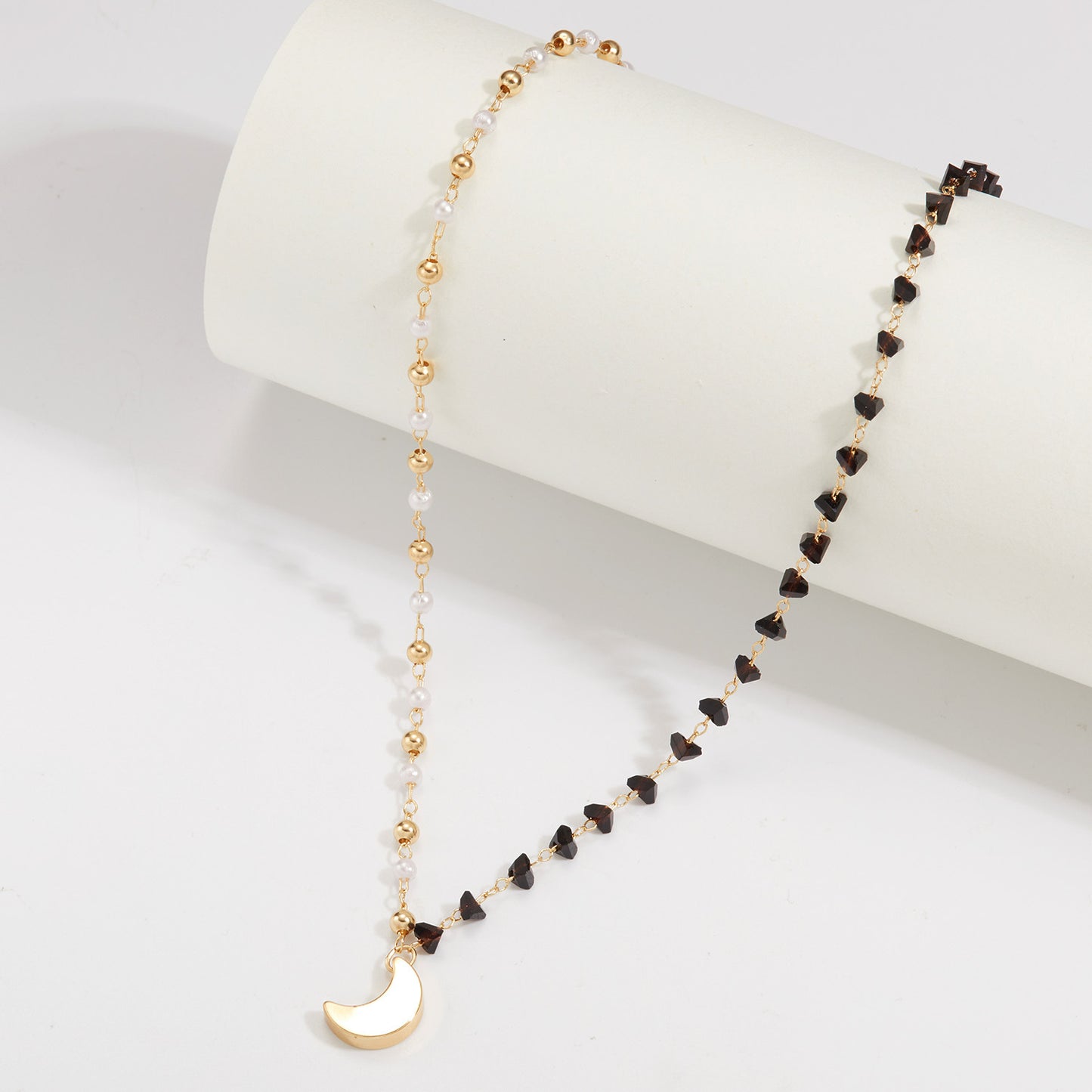 Women's Pearl Bead and Crystal Chain Bracelet