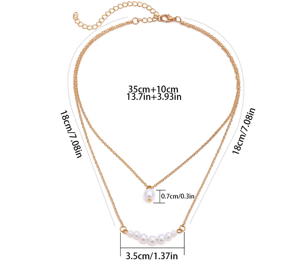 Double Layer Pearl Pendant Tassel Necklace