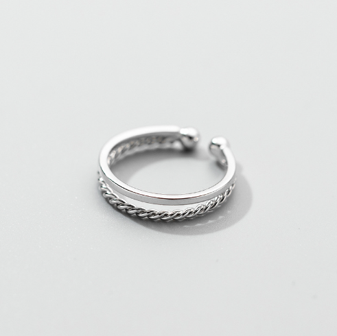 S925 Silver Women's Ring with Double-layer Twist Design