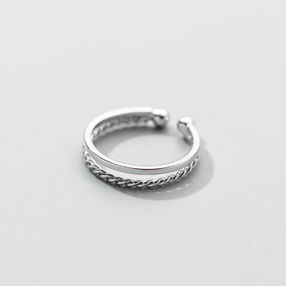 S925 Silver Women's Ring with Double-layer Twist Design