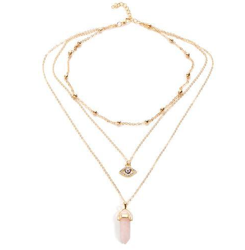 Hexagonal Pendant Necklace for Women, Fashion Layered Design