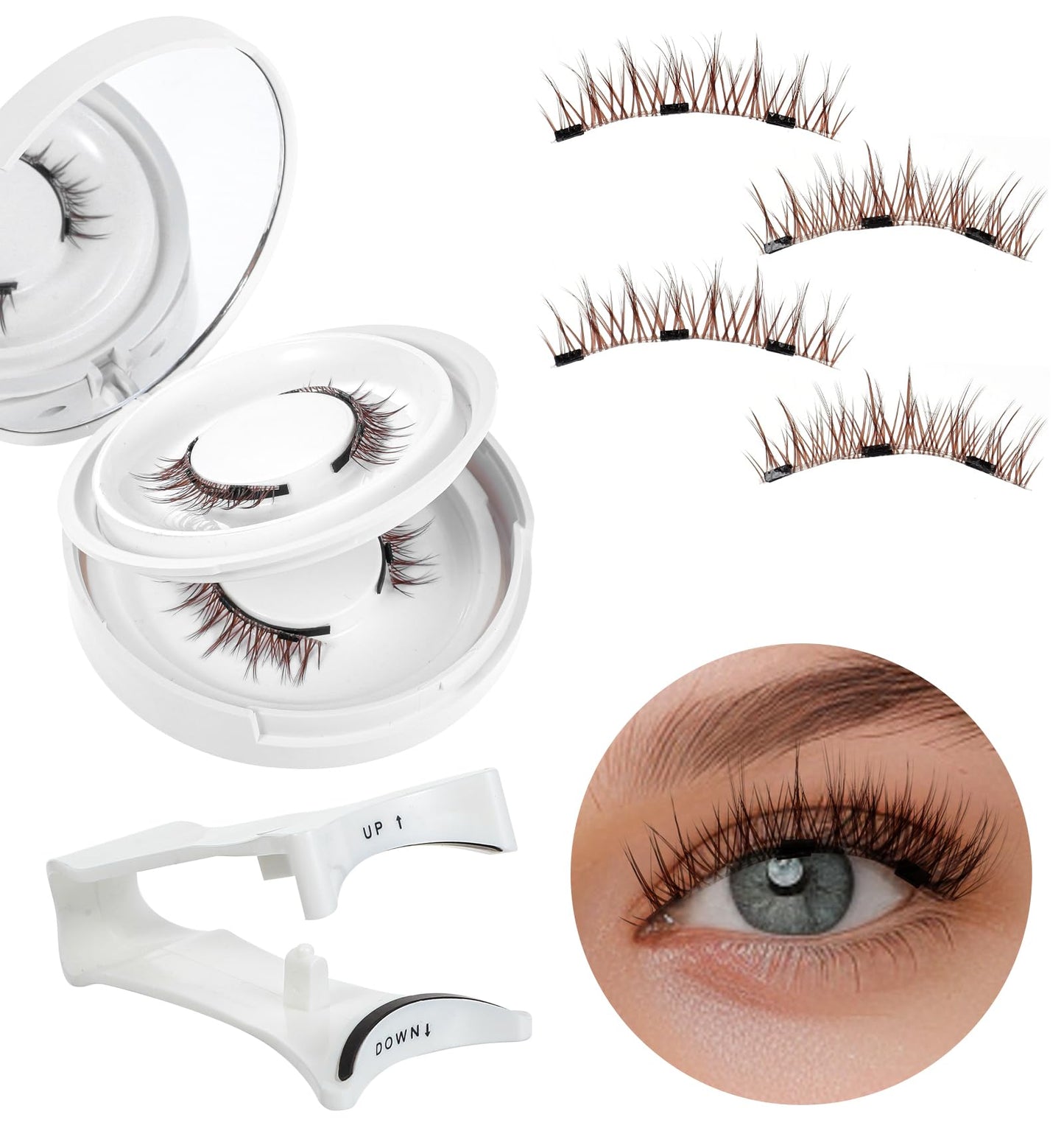 Brown Magnetic Eyelashes Manga Lashes 2 Pairs Manga Magnetic Eyelashes Brown Lashes Magnetic Eyelashes with Applicator DIY at Home