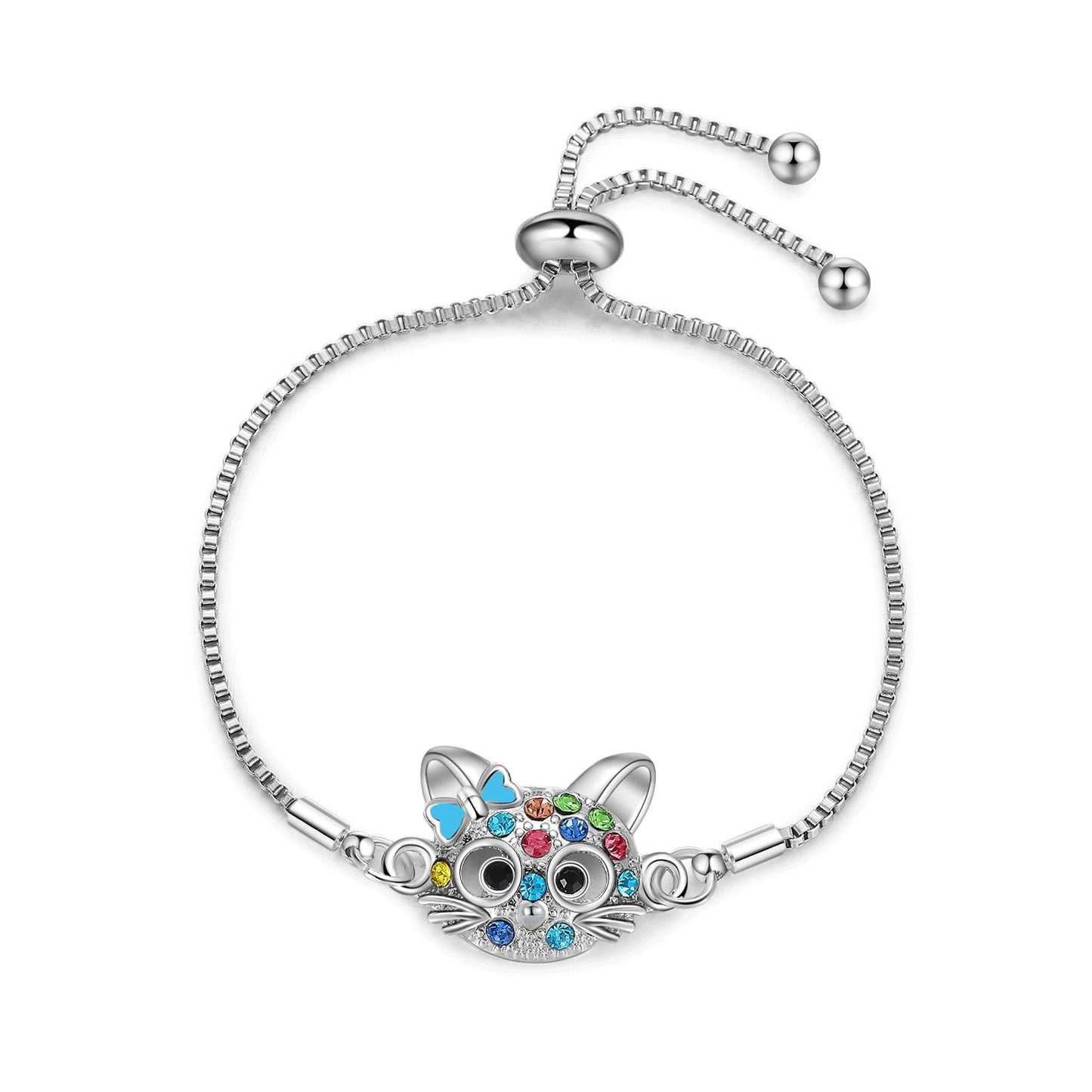 Cat-Themed Jewelry Set: Ring, Earrings, Necklace, Bracelet