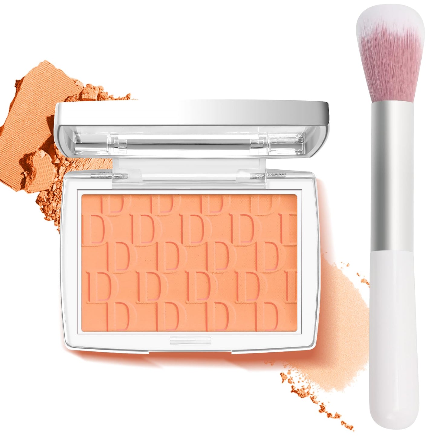 LYBHDAFA Coral Blush Powder Blush for Cheeks with Brush Matte Blush Palette Blush Powder Face Blusher Natural Blendable Formula Silky Lightweight Makeup Blush Rubores de Maquillaje 004#