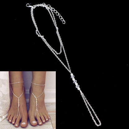 Double-Layer Pearl Beach Anklet with Ocean Wind Theme