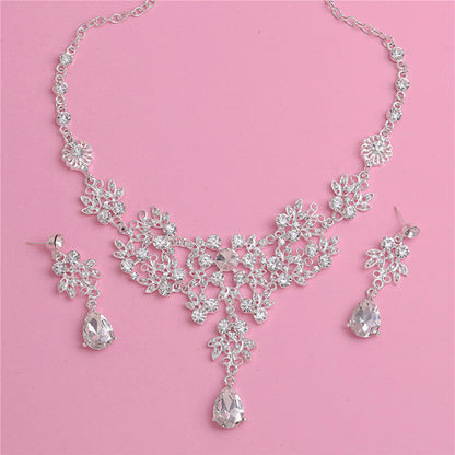 Beautiful Bride Necklace and Earring Set with Crown