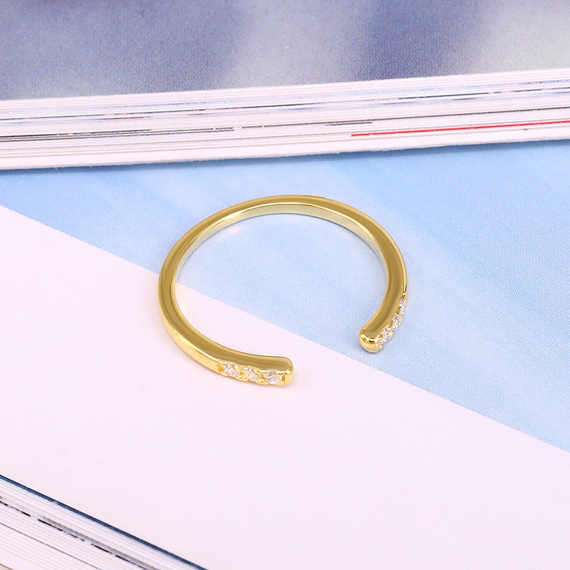 S925 Silver Adjustable Ring with Zirconia for Women