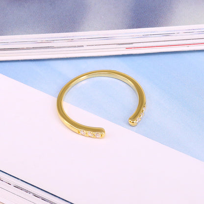 S925 Silver Adjustable Ring with Zirconia for Women