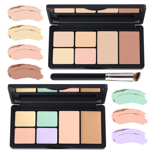 6 Colors Correcting Concealer Contour Makeup PaletteCream Concealer Contour Palette for Dark Circles Blemish RednessHighlighting Long Lasting Contouring Liquid Foundation Makeup with Brush（２PCS）