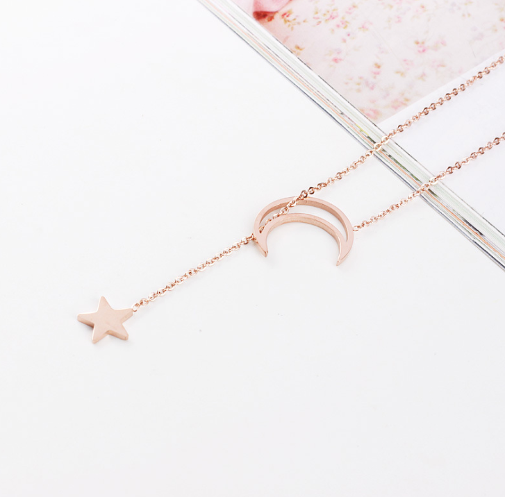 Star and Moon Necklace, Choker Chain