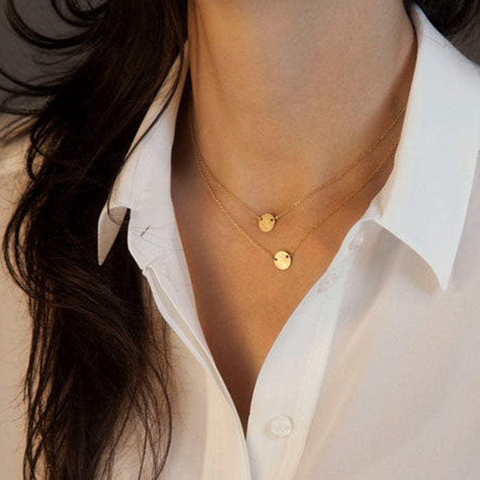 Vintage Sequin Layered Short Necklace with Pendant