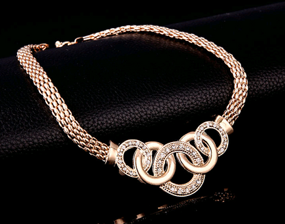 18K Gold-Plated Jewelry Set: Necklace, Earrings, Bracelet, Ring