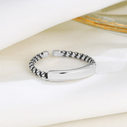 S925 Silver Vintage Twist Flower Open Ring for Women