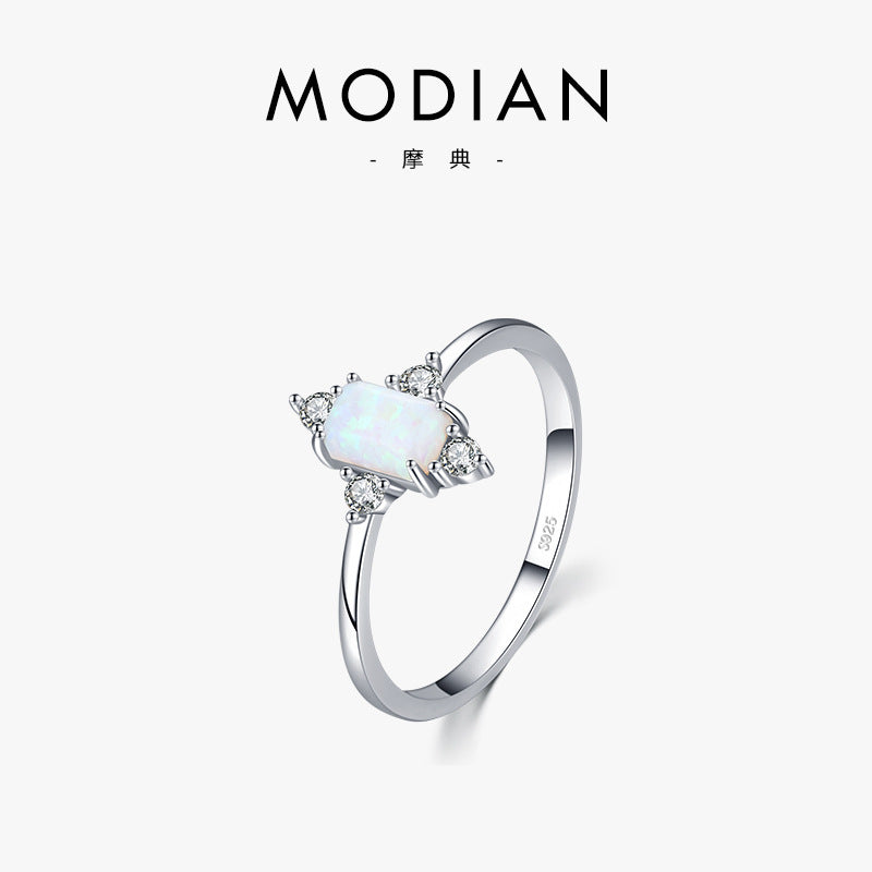 S925 Silver Vintage Opal Ring for Women Fashion